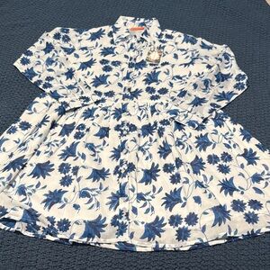 LONG SLEEVE SHIRT DRESS MINI- MARION BLUE